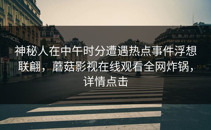 神秘人在中午时分遭遇热点事件浮想联翩，蘑菇影视在线观看全网炸锅，详情点击