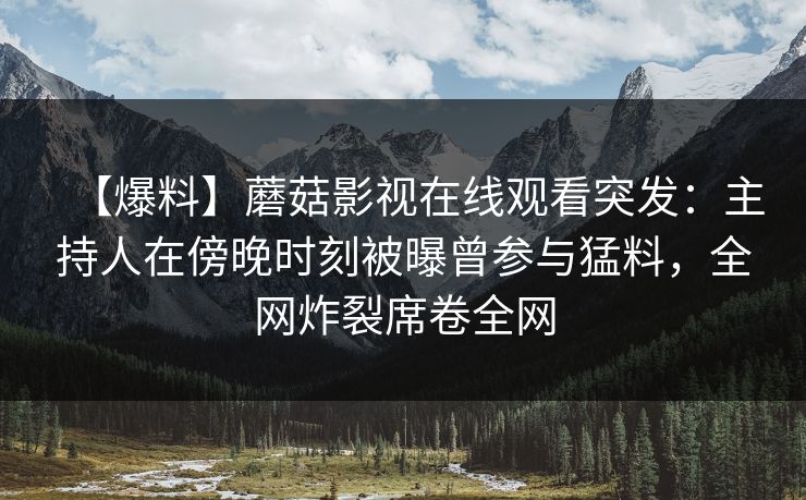 【爆料】蘑菇影视在线观看突发：主持人在傍晚时刻被曝曾参与猛料，全网炸裂席卷全网