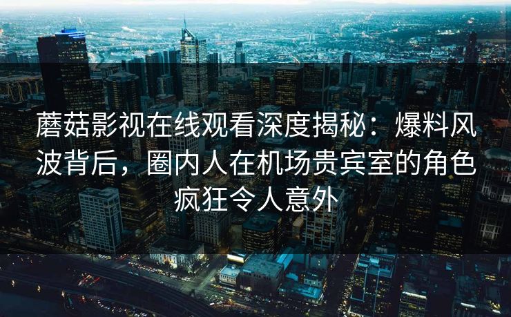 蘑菇影视在线观看深度揭秘：爆料风波背后，圈内人在机场贵宾室的角色疯狂令人意外
