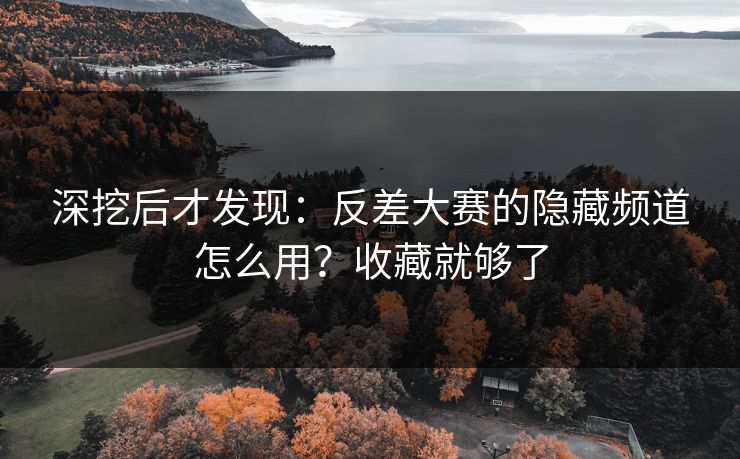 深挖后才发现：反差大赛的隐藏频道怎么用？收藏就够了
